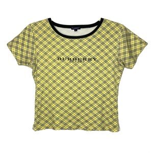 Yellow Plaid Designer Logo Baby Tee